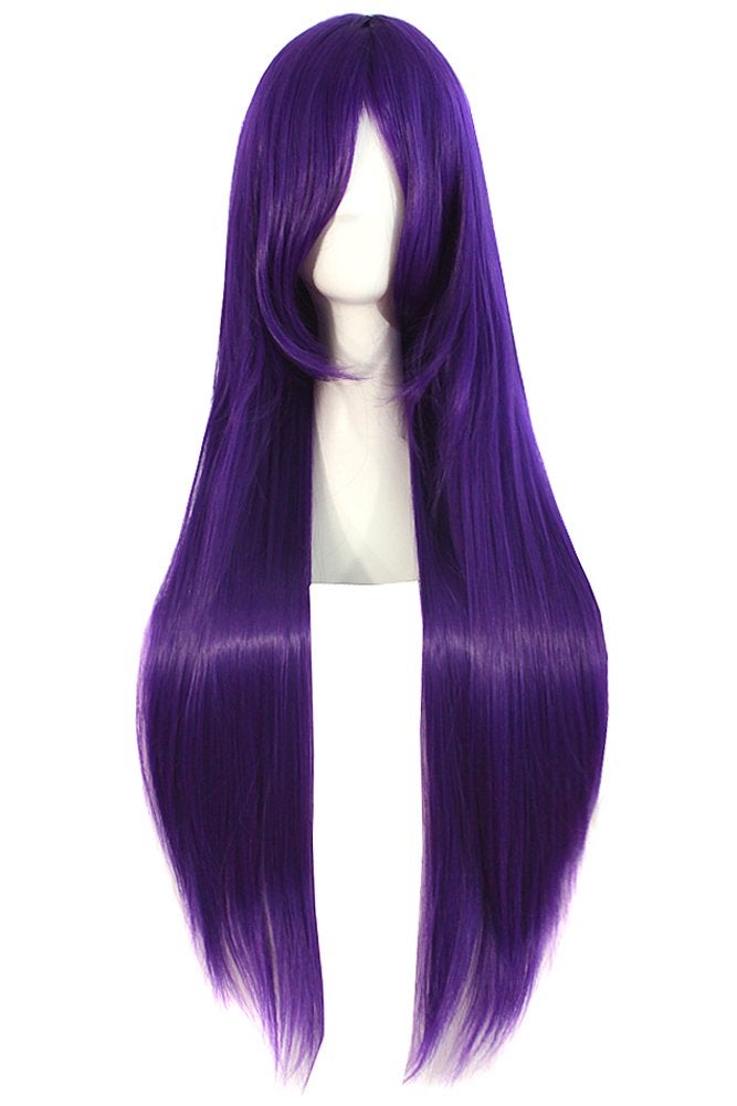 MapofBeauty 32 Inch/ 80 cm Long Straight Anime Costume Cosplay Wig Party Wig (Purple) - Image 1